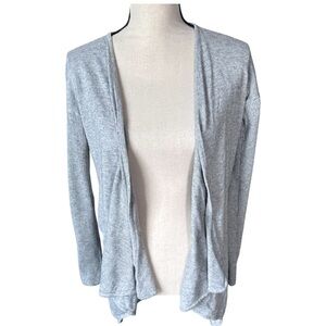 DL DAILY LOOK Light Gray Open Front Cardigan Ribbed Fitted Sleeves Size Medium
